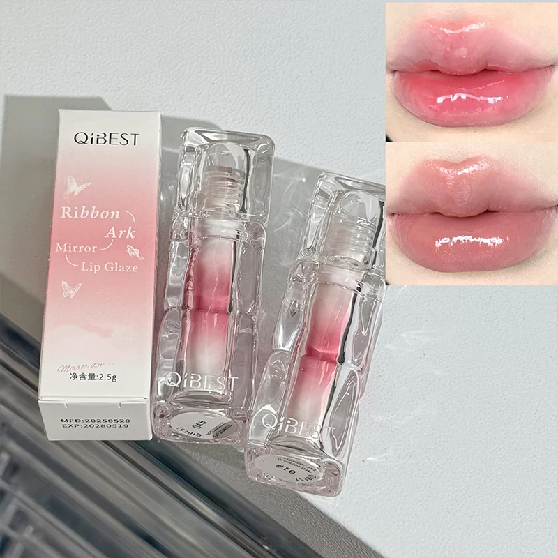QIBEST Beauty Juice Lip Glaze Gummy Jelly Mirror Water Gloss Lip Glaze Damski Tani Błyszczyk do Ust Efekt Lustra Koreańskie Kosmetyki
