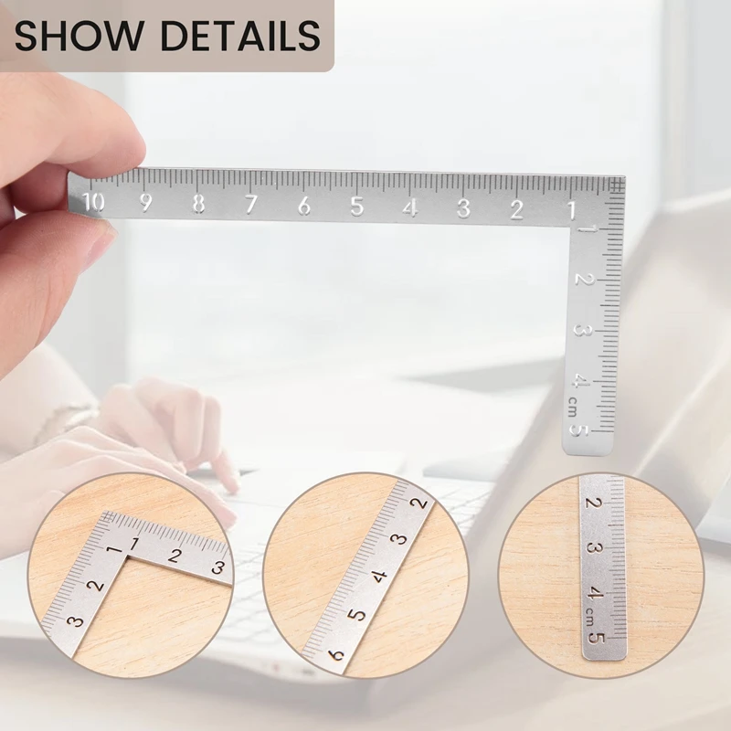 Mini Square 10X5cm 90 Degree Stainless Steel Angle Ruler Small Turning Ruler Woodworking