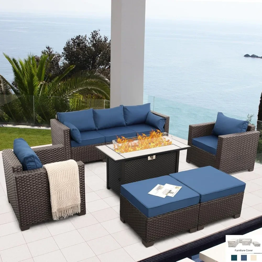 

6-Piece Patio Furniture Set,Outdoor Furniture Set with 45'' Propane Gas Fire Pit Table,Outdoor Conversation Set