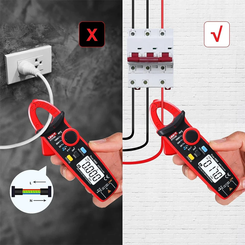 UNI-T Mini Clamp Meter UT210E UT210D True RMS AC/DC Voltage and Current Digital Tester VFC Tester