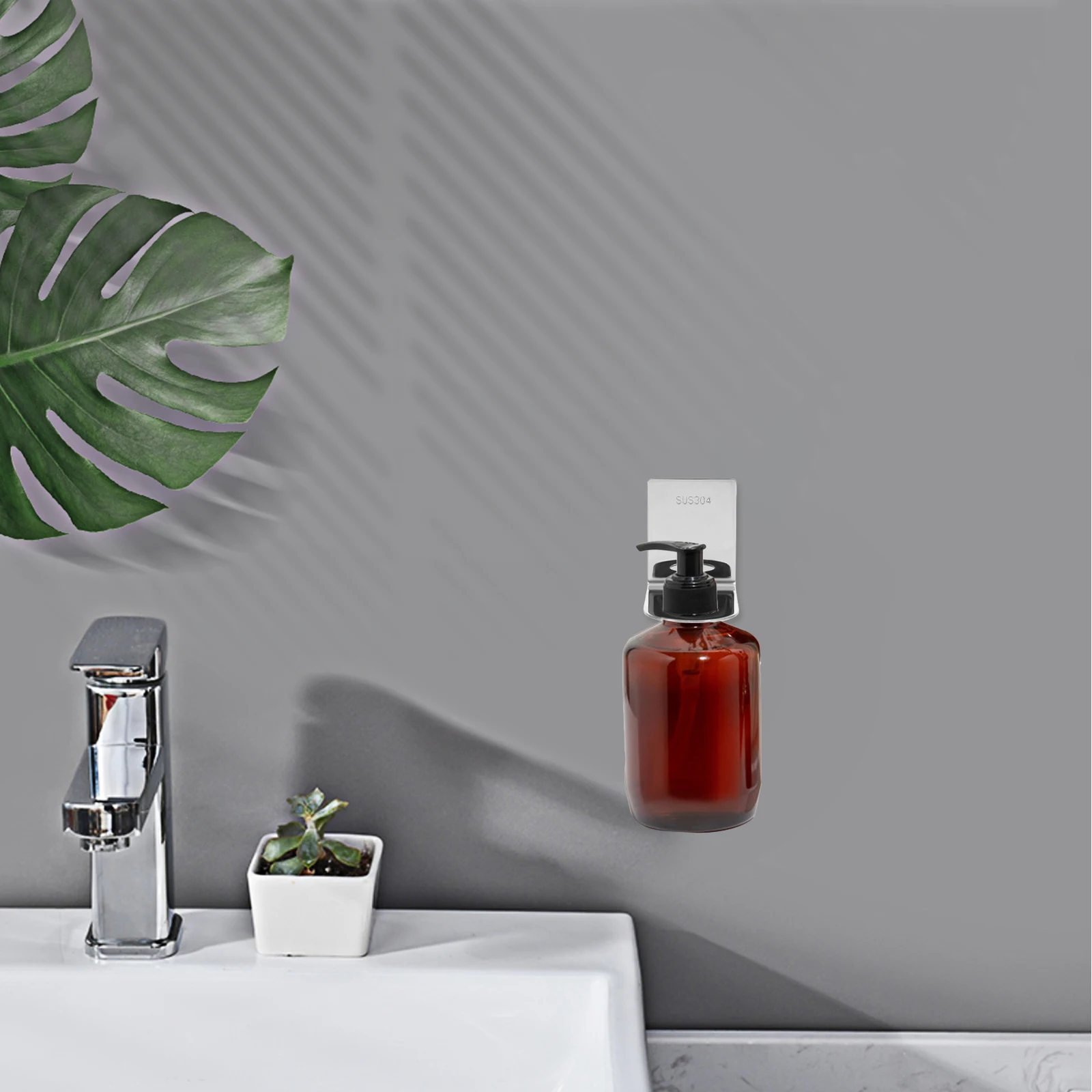 

Bracket Wall-mounted Storage Dad Bathroom Stainless Steel Dispenser Bottle Holder