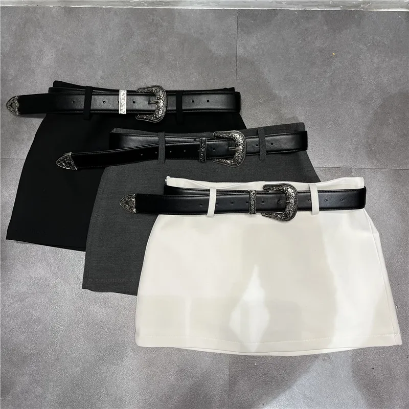 Elegant High Waist Straight Cut  Skirt Women's Fashion Spring 2024 Anti-Light A-Line Skirt Simple Style Short Skirt