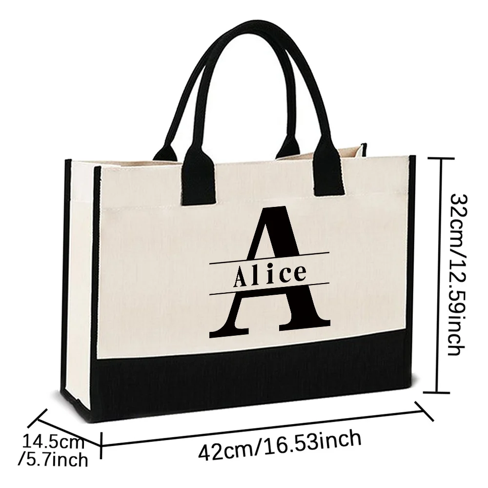 Sac à main en toile avec lettres imprimées, sac de plage, cadeau d'anniversaire et de mariage, sac de Shopping de grande capacité à la mode