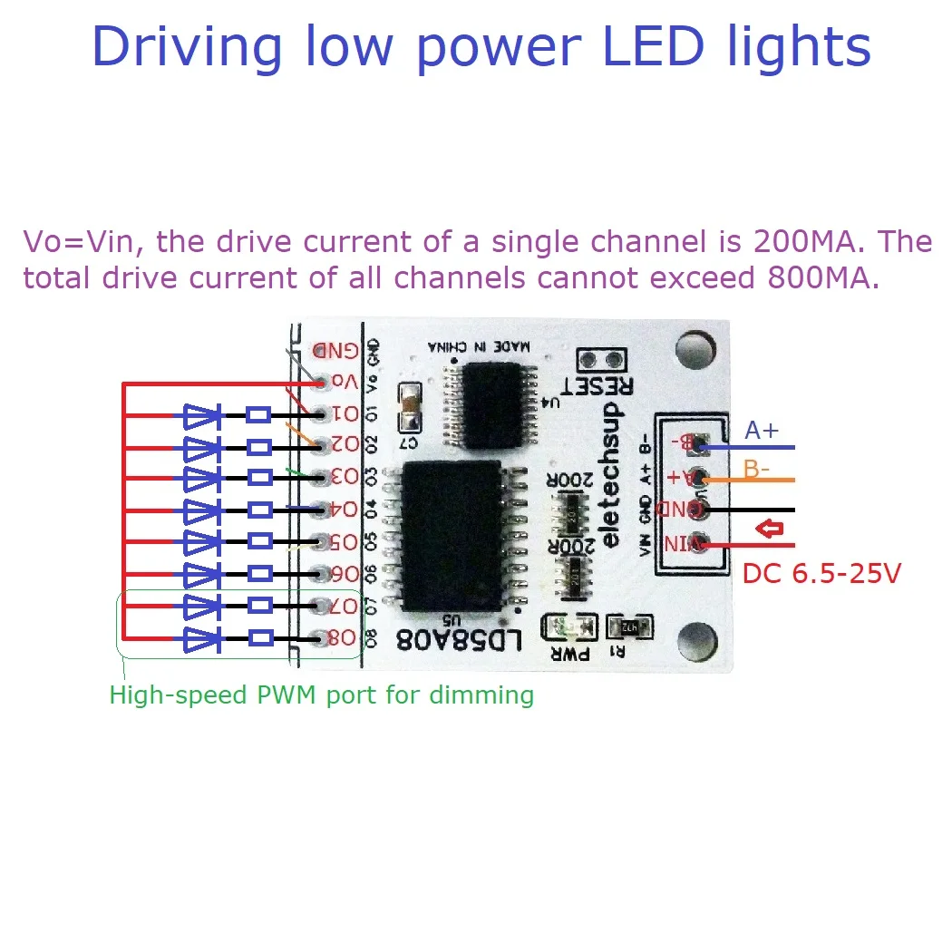 マルチ関数モスドライバーボード,マルチシグナルライト,LEDリレー,モーターサイクルrs485 Modbus,8ch rtu,pwm出力