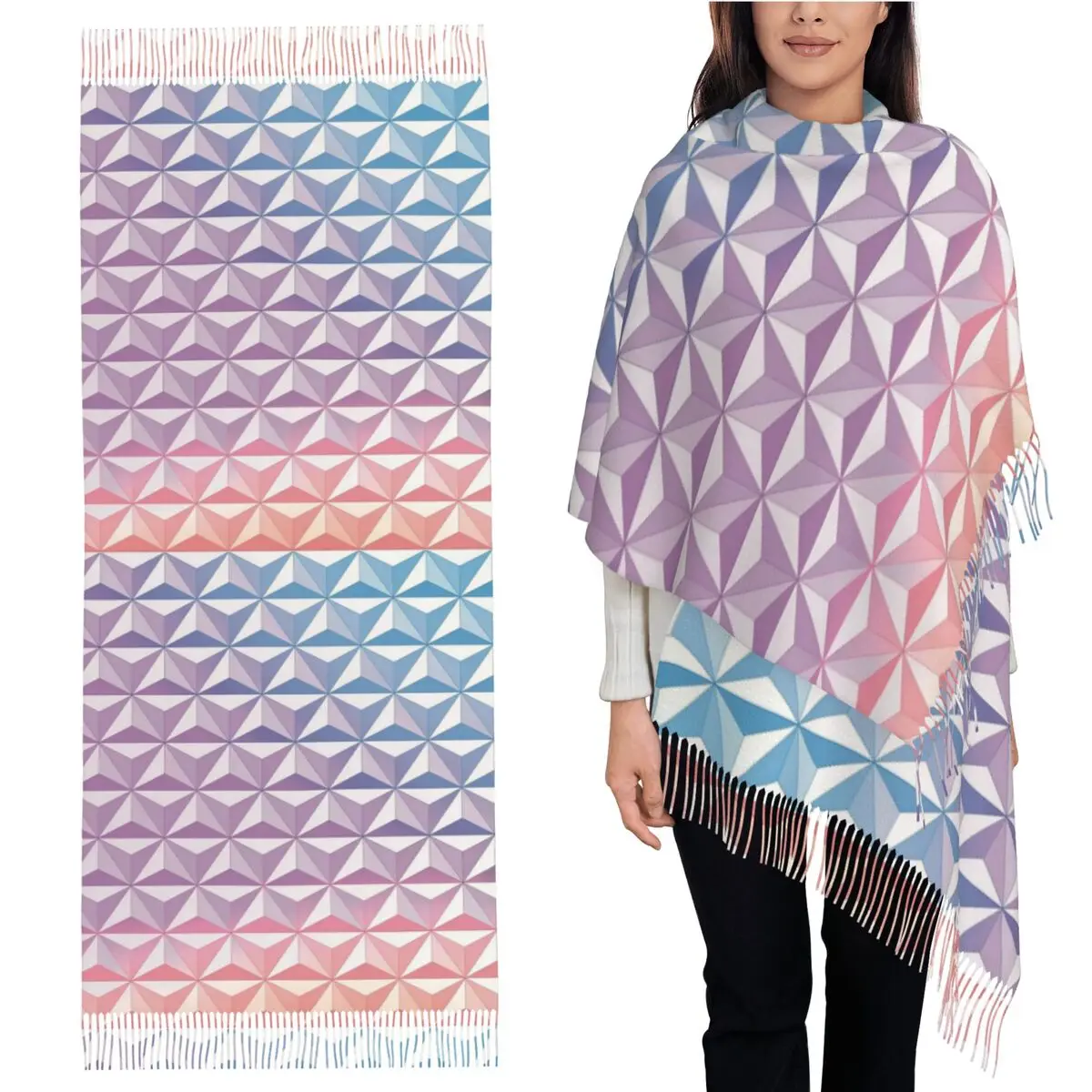 

Geodesic Sphere, Purple Scarf Tassel Scarves Women Soft Warm Shawls and Wraps Long Fall Winter Shawl Wrap