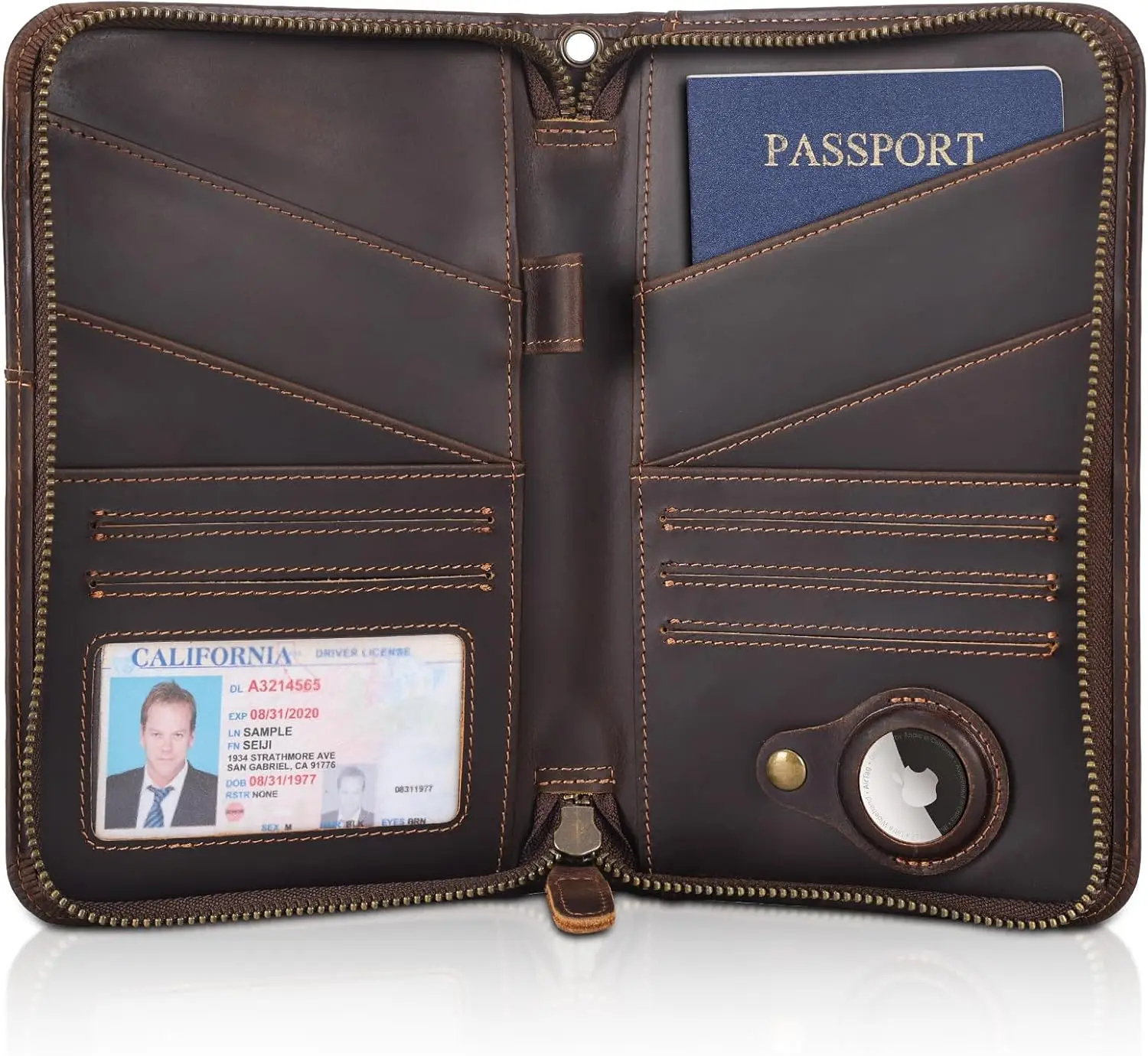 

Full Grain Leather Passport Holder with RFID Blocking for Family Travel, Holds 6 Passports
