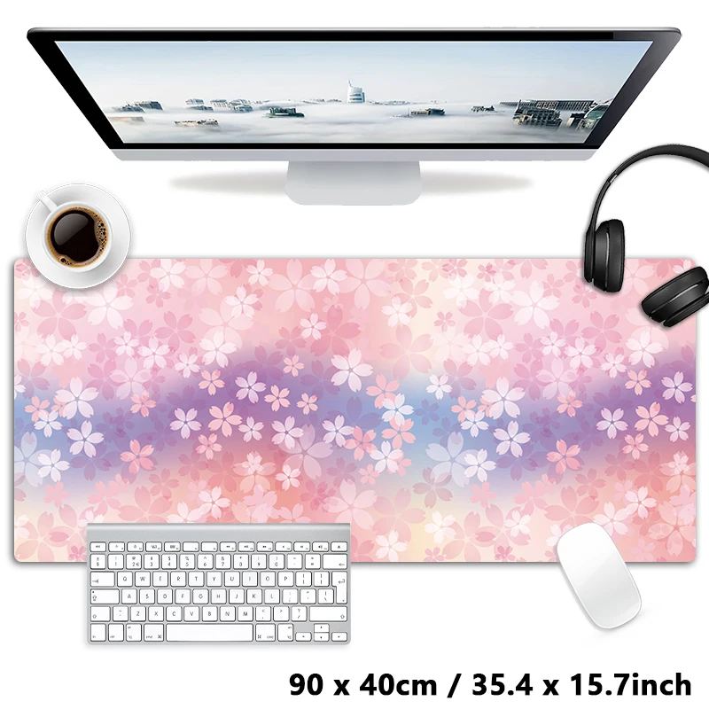 

Pink Purple Cherry blossom Gradient Colorful Sakura Mouse Pad Computer Laptop Office Keyboard Desk Mat XXL Large Gaming Mousepad