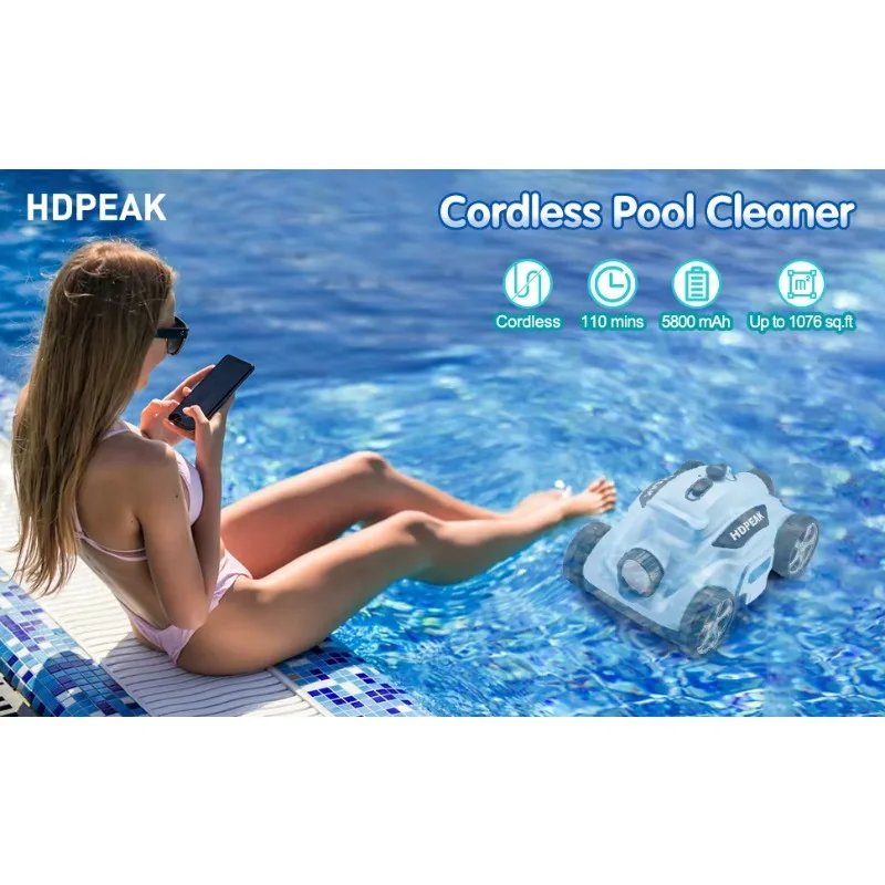 Nova máquina de limpeza subaquática robótica de piscina sem fio quente com CE, um botão grátis