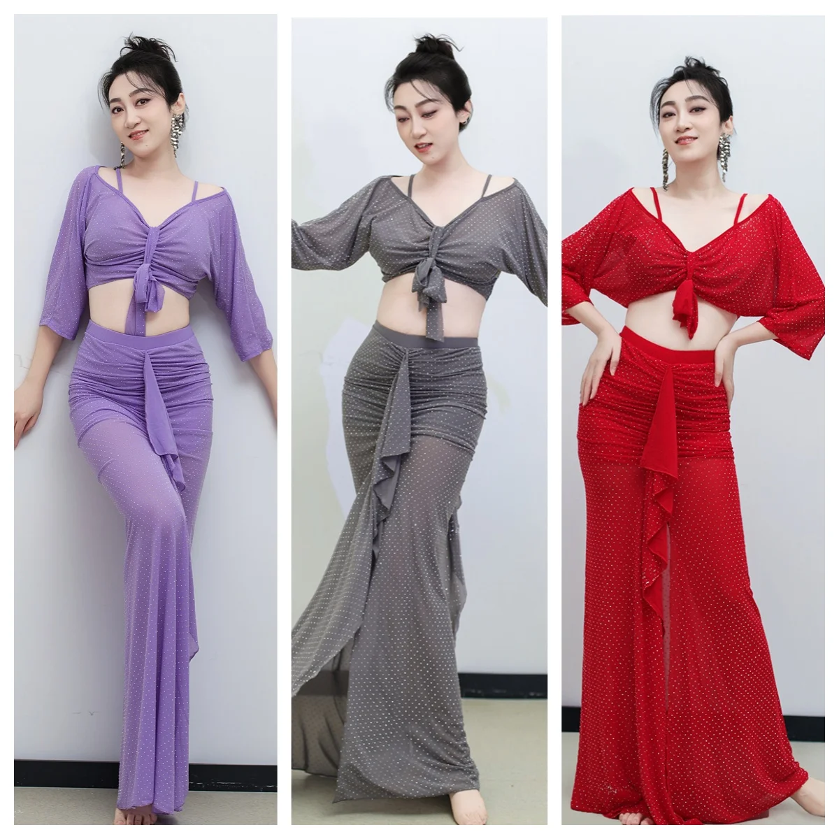 

Новый женский профессиональный костюм для танца живота, продвинутый сексуальный темпераментный комплект для соревнований, одежда для танца живота для взрослых