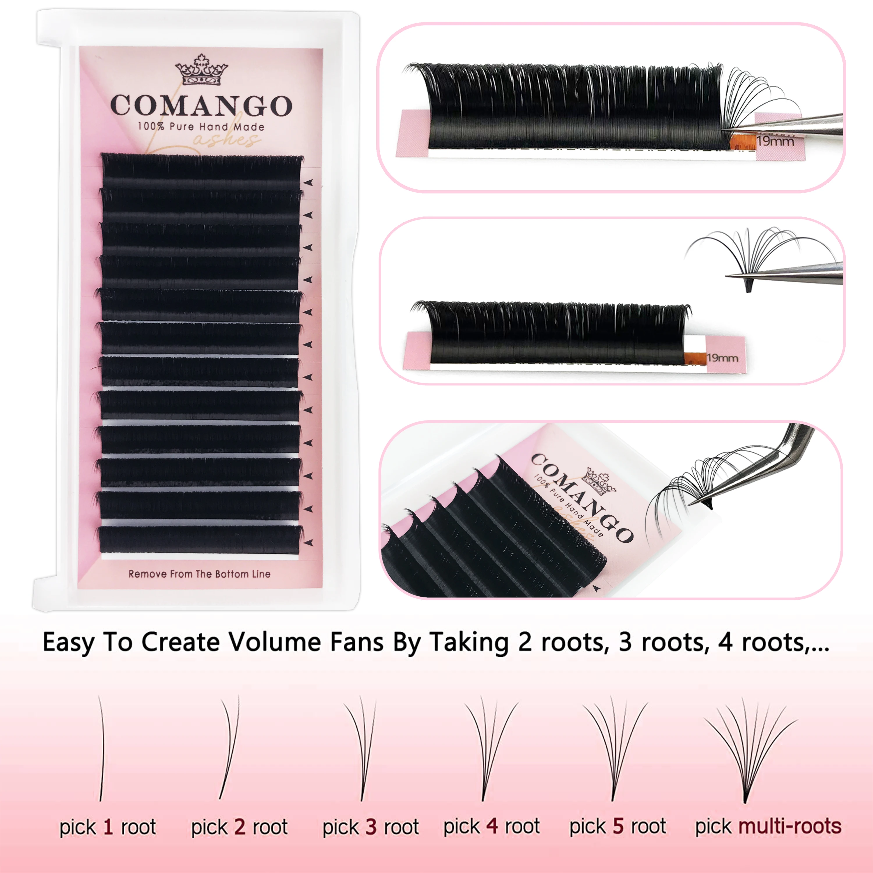 0.03/0.05/0.07/0.1mm Cashmere Eyelash Fanning Extensions 7-25mm C/D/DD Curl Self Blooming Volume Fans Auto Fan Cilios