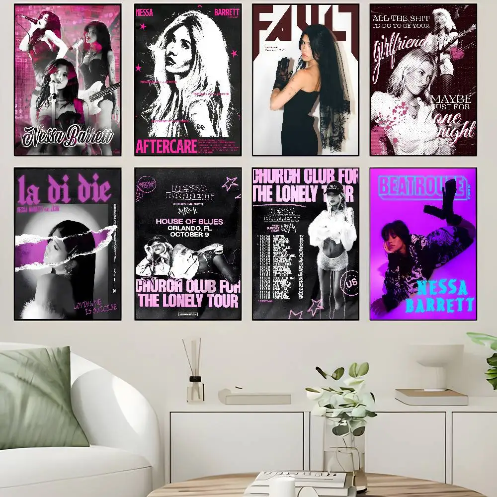 

Nessa Barrett Singer Anime Whitepaper Poster Fancy Wall Sticker For Living Room Bar Decoration Aesthetic Art Wall Painting