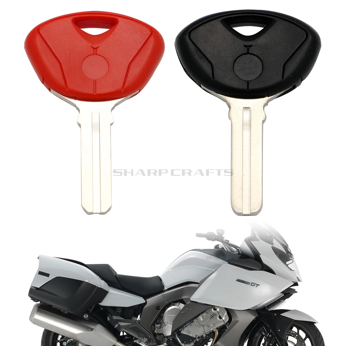 Black / Red Motorcycle Key Blank Key Uncut Blade For BMW F650G F800G S1000RR R1200 R/RT/GS K1200 S/R/GK K1300 1600GT K1600GTL