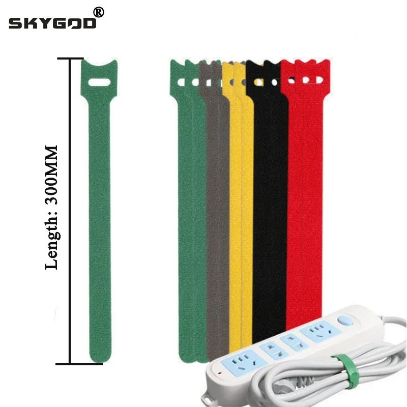 

300mm Reusable Fastening Cable Ties Adjustable Cord Ties Nylon Cable Management Straps Hook and Loop Cord Organizer Wire Ties