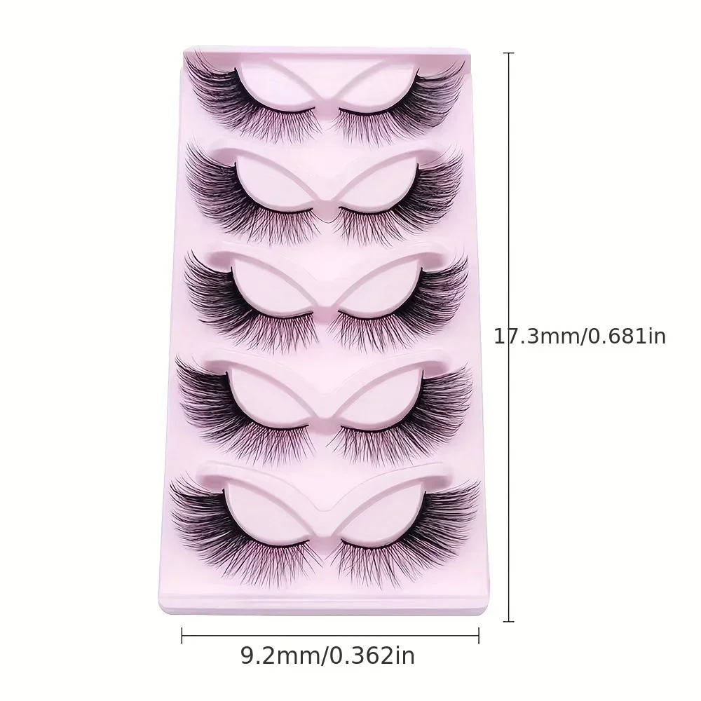 5 Paar flauschige falsche Wimpern, Fox Cat Eye Lashes Geflügelte falsche Wimpern mit Eyeliner-Effekt, natürlicher Look, 3D-Wimpern