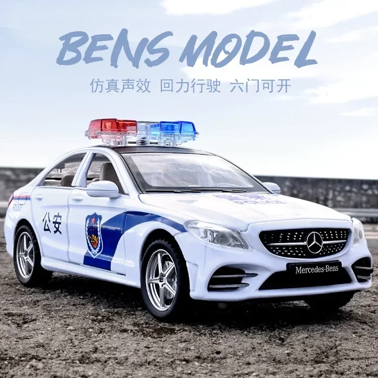 1:32 Mercedes-Benz C260 police car High Simulation Diecast Car Metal Alloy Model Car Children\'s toys collection gifts