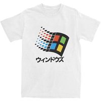 Windows 95 Japanese Katakana Retro Logo T Shirt Harajuku T-Shirts Short Sleeve Vintage Tshirt Summer Cotton Oversized Clothing