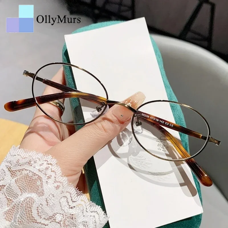 

OLLYMURS модные круглые женские очки, оптические очки по рецепту, сверхлегкие очки для чтения, оправа для близорукости 00236