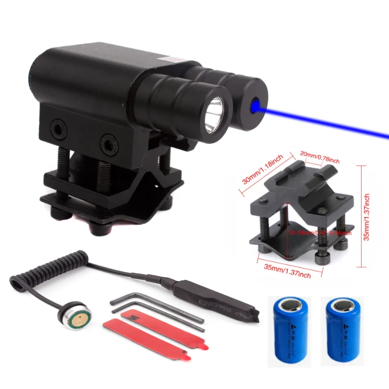 Blue Laser Sight Flashlight Combo for Hunting and Fishing with Battery