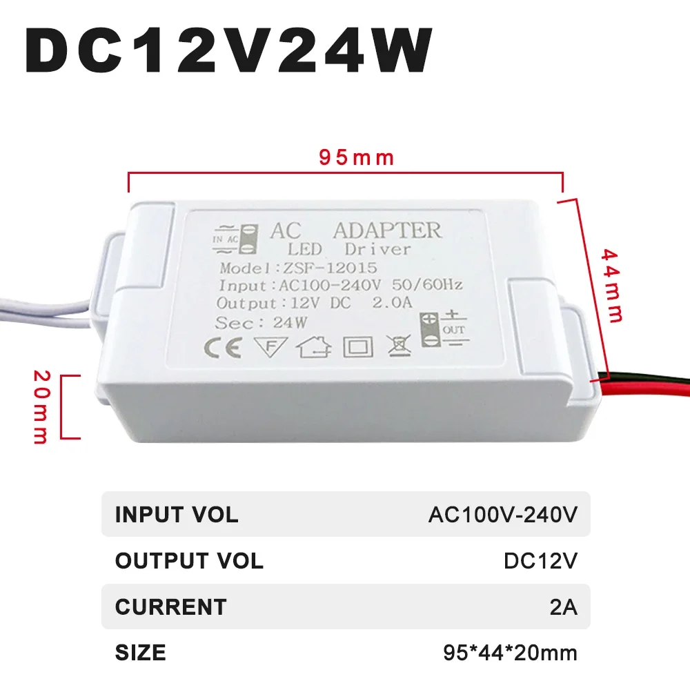 Output DC12V Constant Voltage LED Drivers 12W 18W 24W 36W LED Power Supplys For Low Power Cabinet Light G4 G5.3 LED Lamp Bead