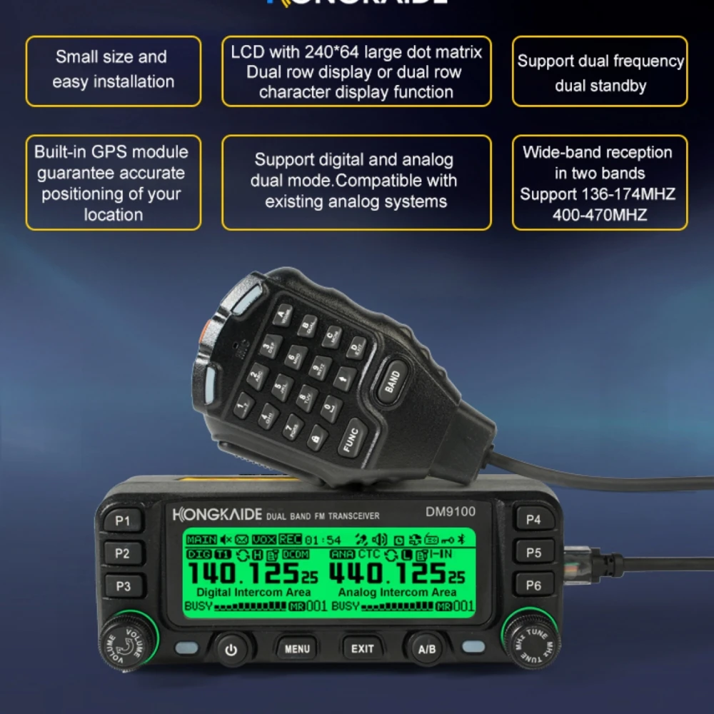 ZASTONE D9100 Digital DMR Car Walkie Talkie 25W Hm Radio Dual Time Slots GPS APRS Dual Band Transceiver Digital Car Radio