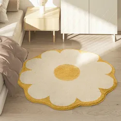 Fresh Round Carpet American Home Imitation Cashmere Flower Carpet Living Room Bedroom Bed Front Thick Absorbent Mat
