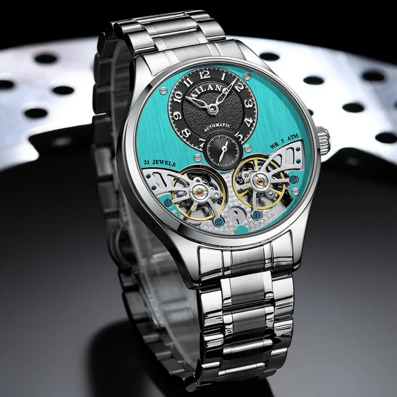 

AILANG Double Tourbillon Мужские механические спортивные водонепроницаемые наручные часы Скелет Дизайнерские автоматические часы для мужчин Бренд класса люкс