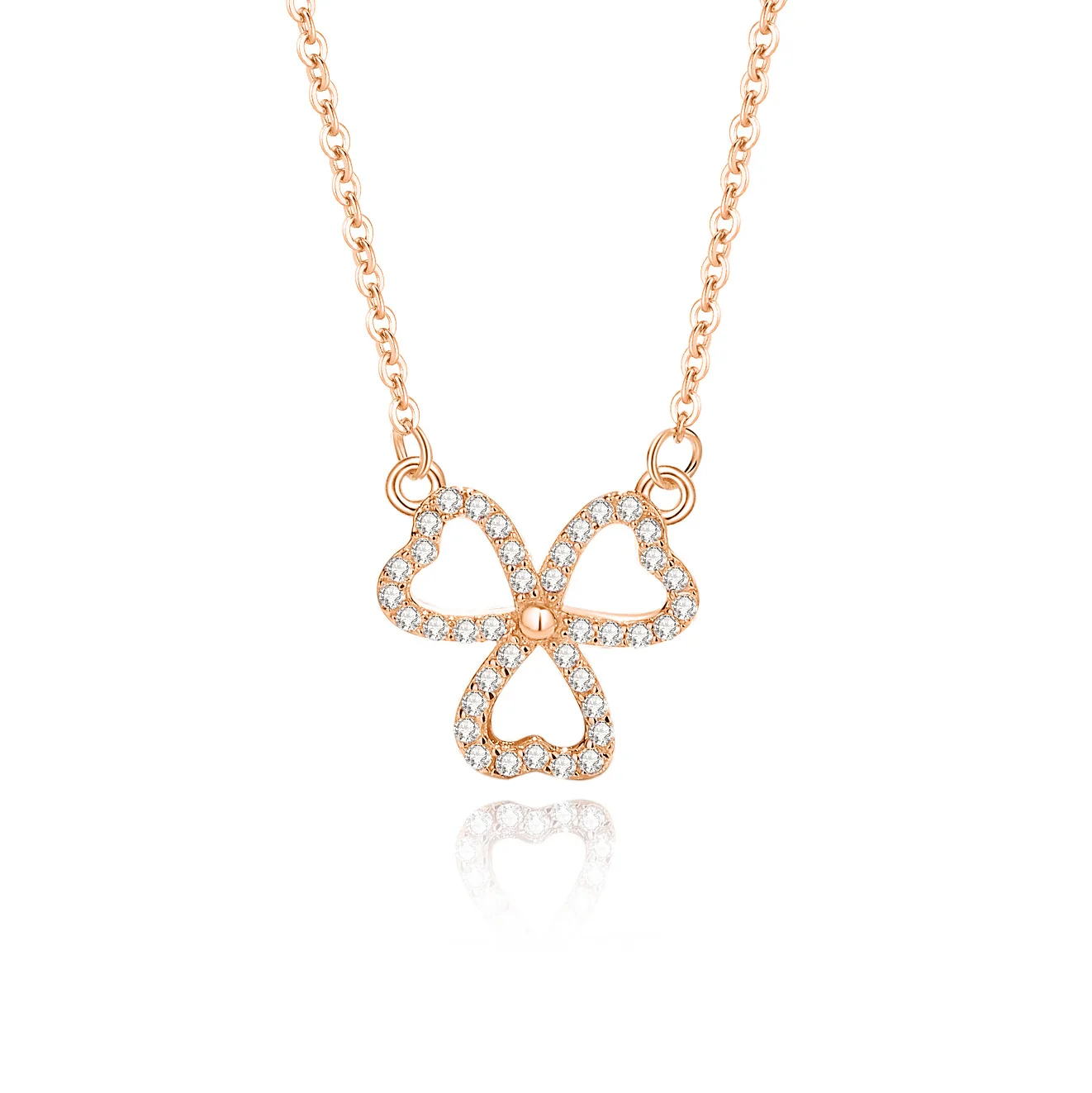 

Новый слегка инкрустированный бриллиантом женский S925 серебряный кулон «Любовь» в форме сердца цепочка на ключицу звезда узор полый Lucky Clover