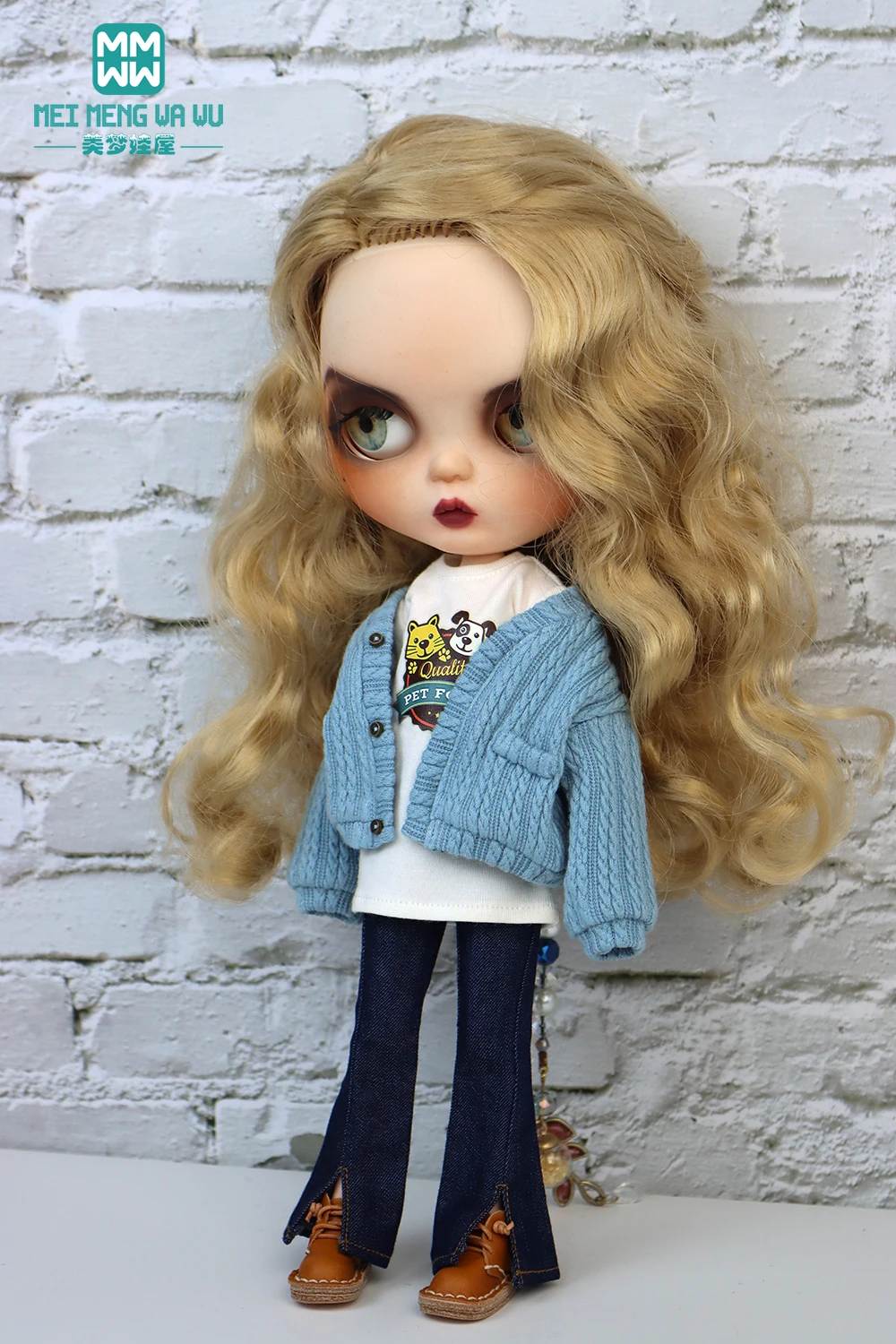 Blyth Clothes Fashion Sweater Jacket Denim Flared Pants Azone OB22 OB24 Girl Toy Gift