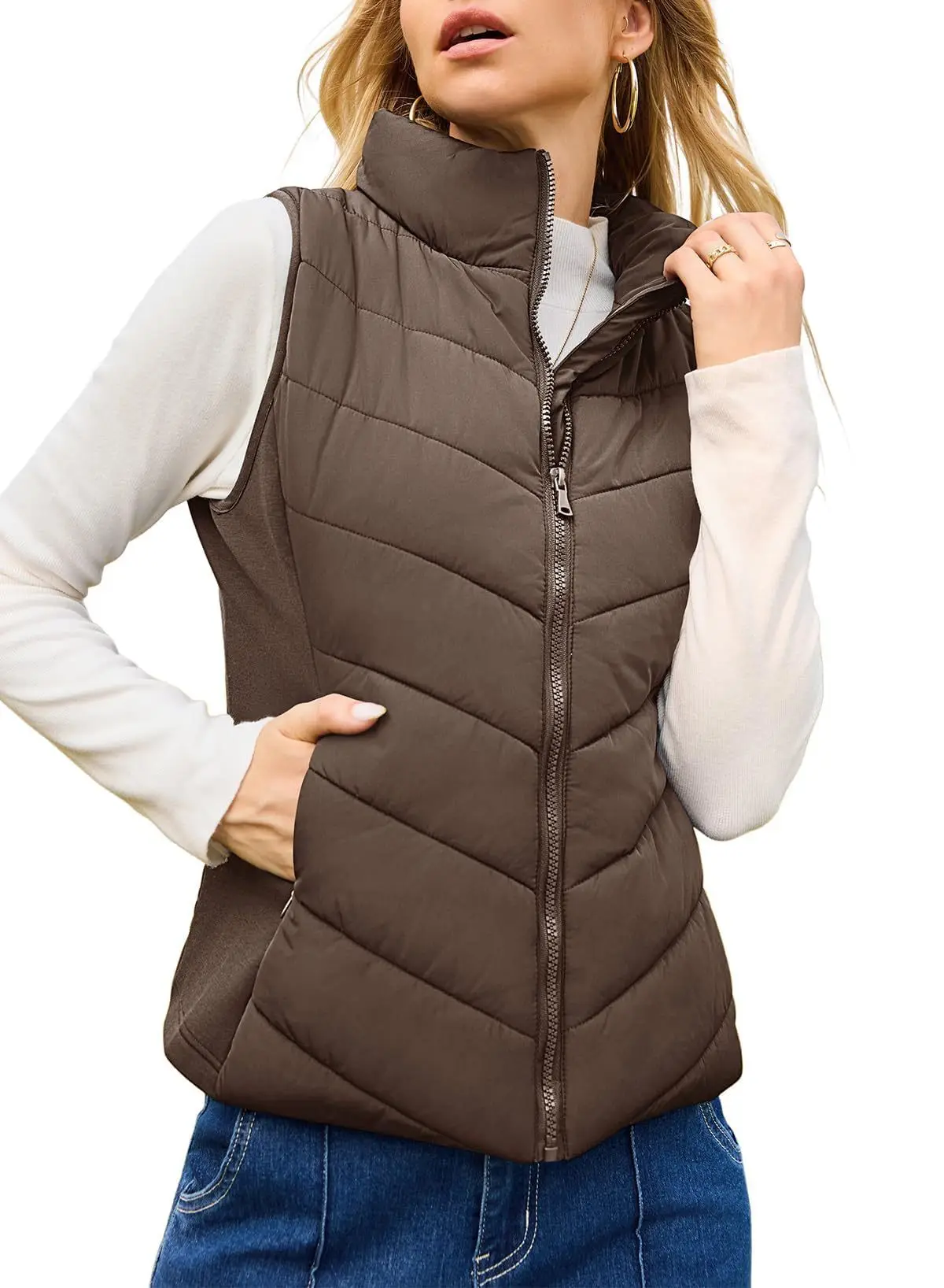 Cotton Vests Jacket Sleeveless Coat Women Autumn Winter Casual Waistcoat Stand Collar Zipper Puffer Parkas Warm Thick Outwear