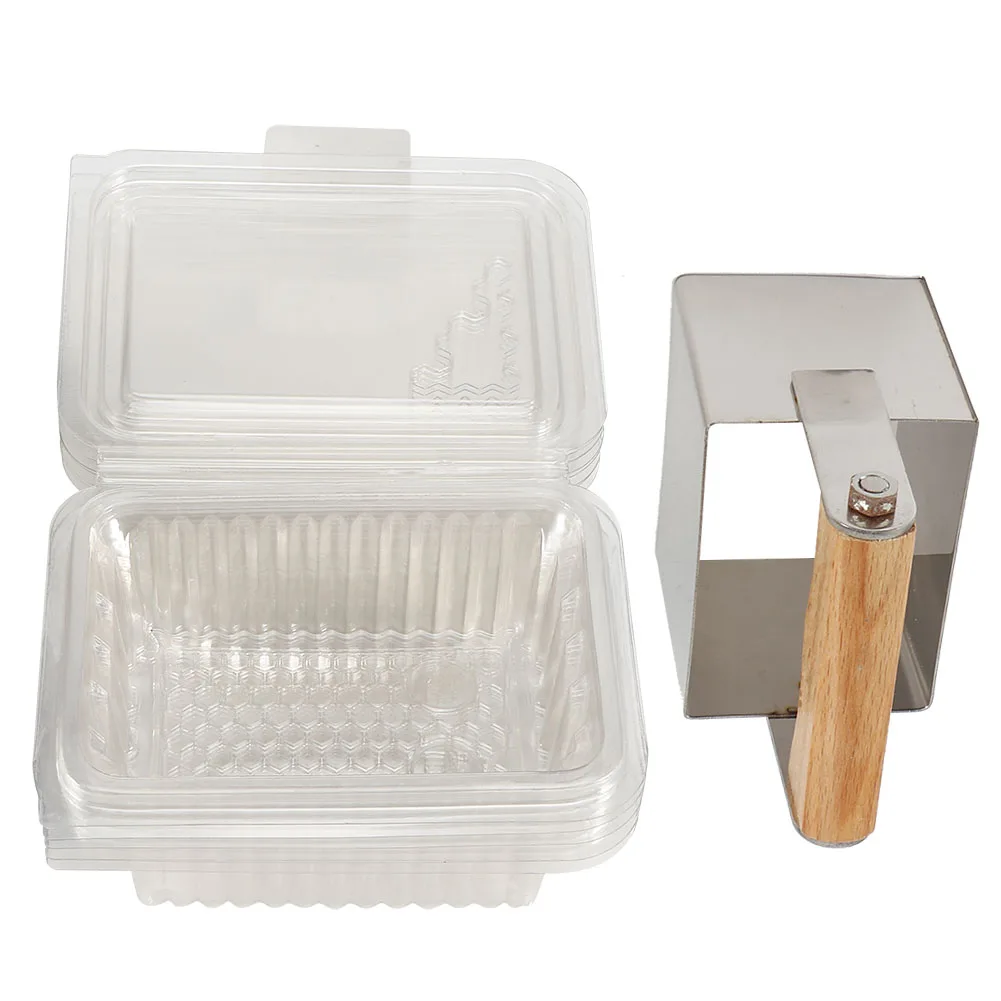 Comb Honey Cutter Stainless Steel Comb Honey Cutter Scraper with Plastic Box Cutting Tools Beekeeping Accessory Honey Scraper