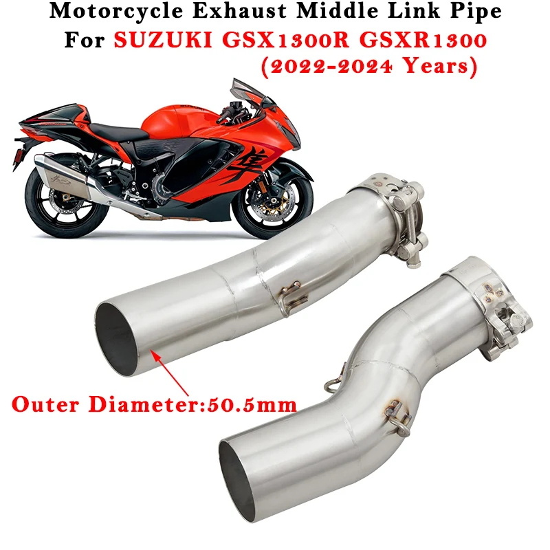 Motorcycle Exhaust Escape System Modified Muffler 51mm Middle Link Pipe For SUZUKI GSX1300R GSXR1300 GSX 1300R 2022 2023 2024