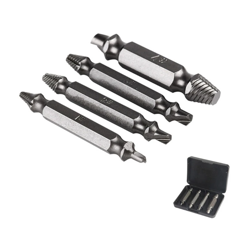 4 Pieces Damaged Screw Extractor Set Used with Electric Hand Drill Wrench for Daily Home Maintenance Wear Dropshipping