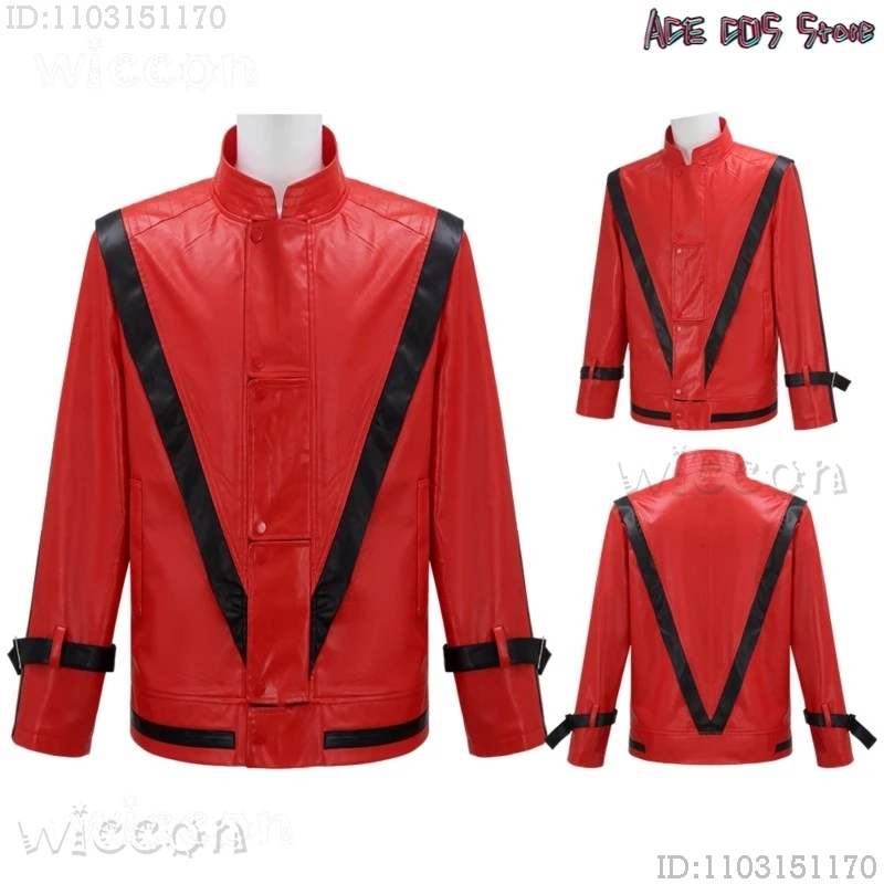 Classique Michaels tenues Jacksons Cosplay Thriller rouge pu veste Halloween danse Costume Concertdisfraz anime déguisement
