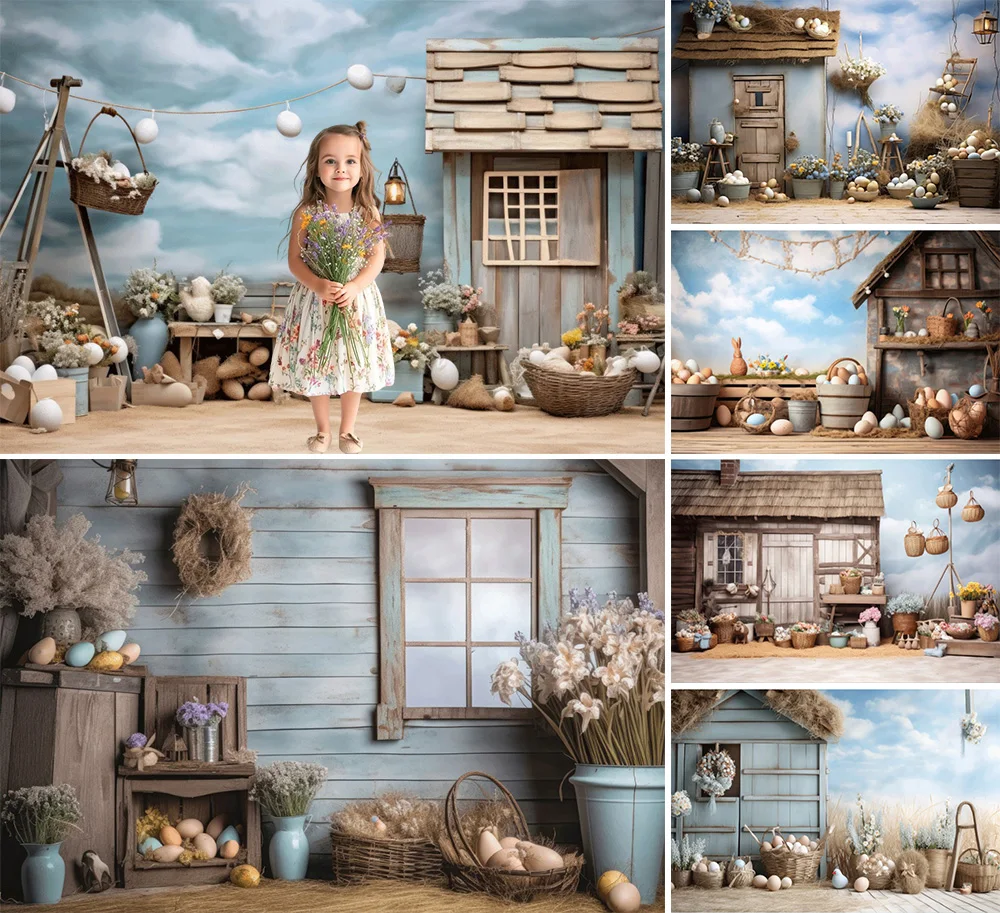 

Весенний пасхальный фон для фотосъемки, винтажный дом, кролик, яйцо, окно, детский торт на день рождения, портретный декор, фон для фотостудии