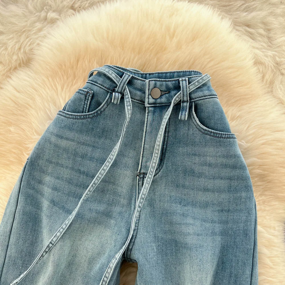 Chic Casual Donna Fasce eleganti Pantaloni vintage a vita alta Moda autunno Femme Abbigliamento donna