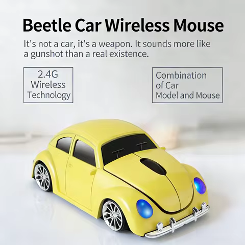 CHYI VW Beetle Car Shaped 2.4G Wireless Mouse 1600 DPI 3D Gaming Office Ergonomic for PC Laptop Desktop Notebook Gamers Gift