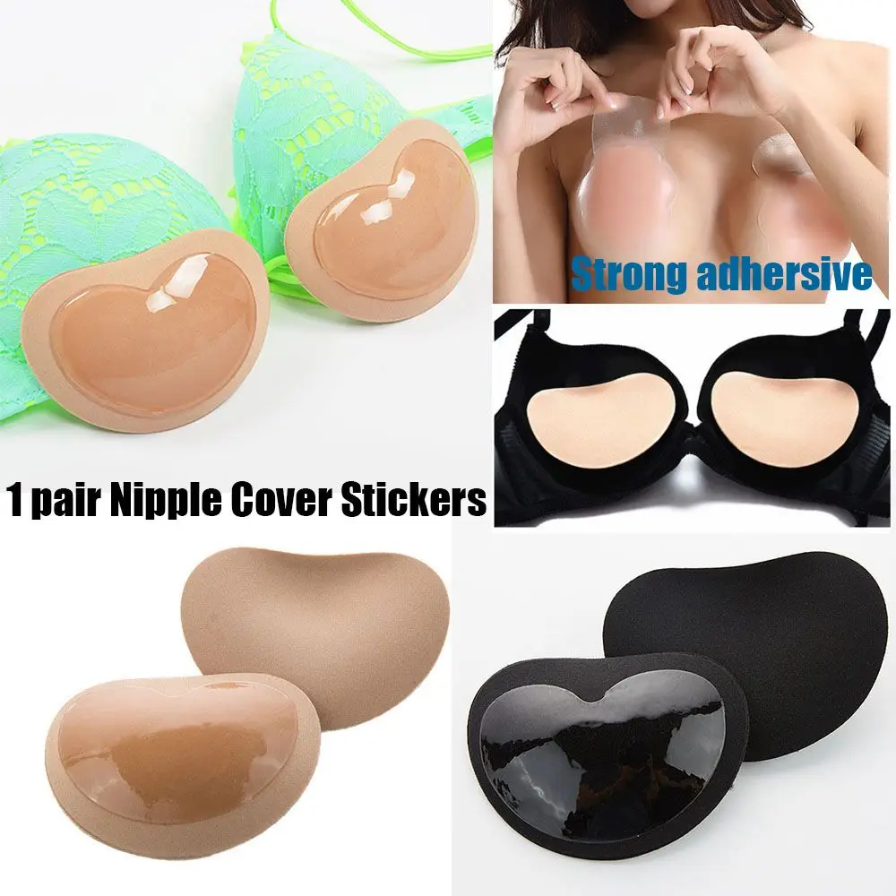 pair Strong adhersive Silicone Invisible Paste Padding Breathable Sponge Bra Swim Bikini Pad Breast Push Up Bust Thicker Padded