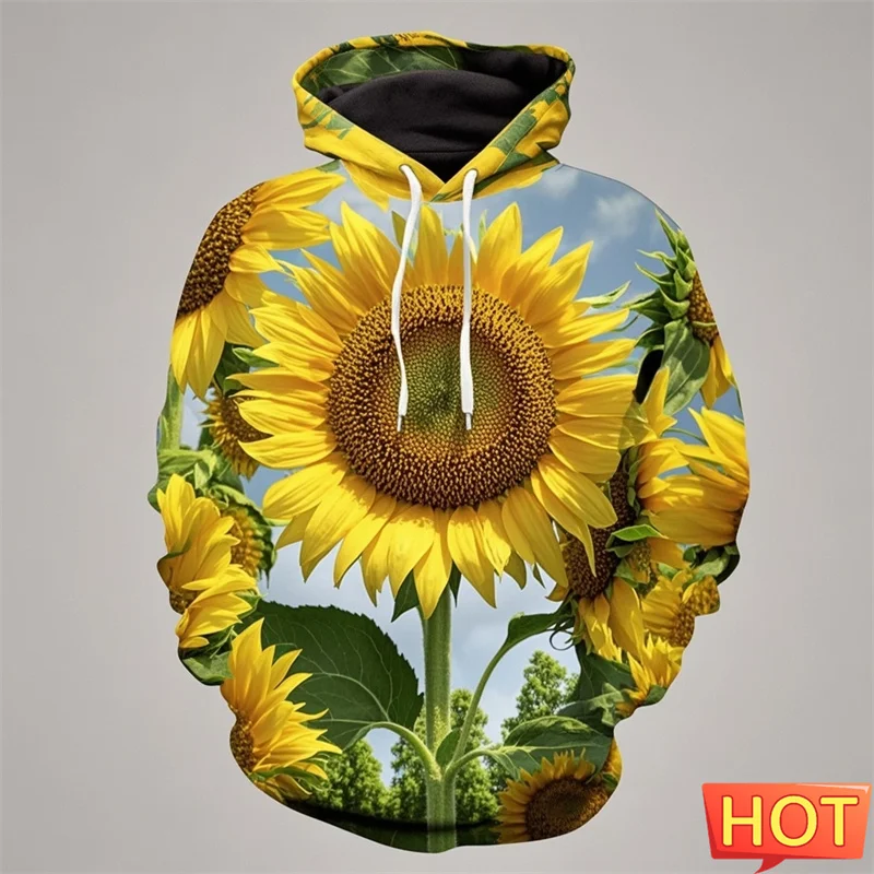 Autumn 3D Yellow Sunflower Printing New In Hoodies & Sweatshirts Kid Funny Streetwear Hooded Hoody Women Fashion Pullovers Tops