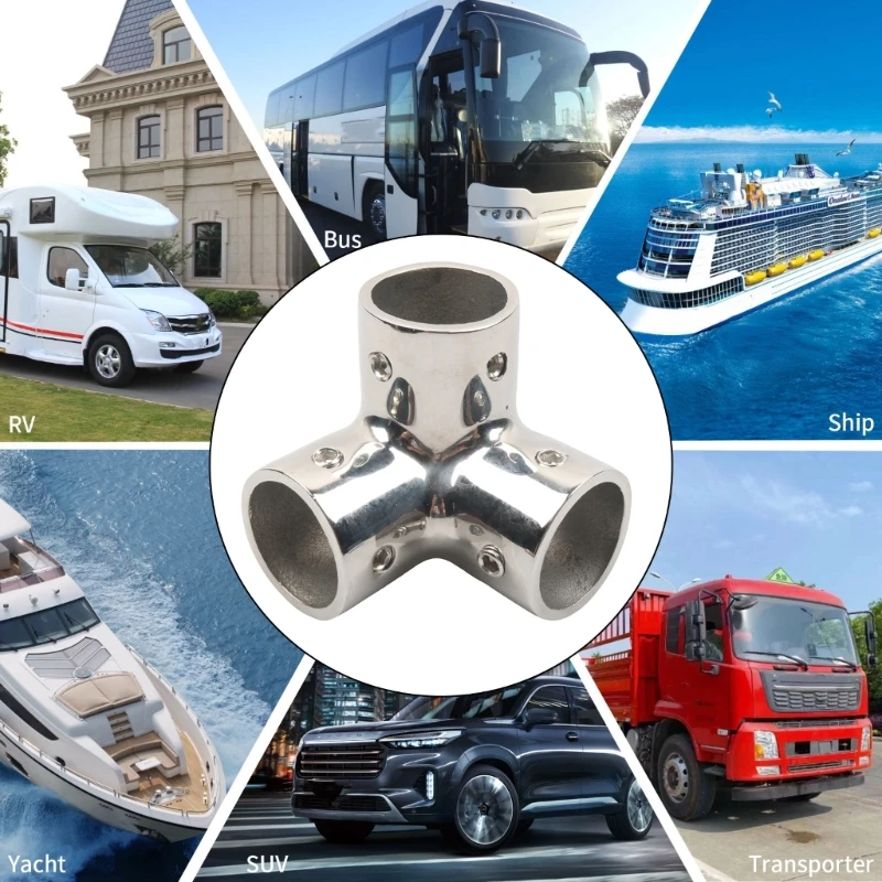 Handrail Corner Fitting Tees Connector for Marine Tubes 316 Stainless Steel Joint with Screw Tightening Design for H9EE
