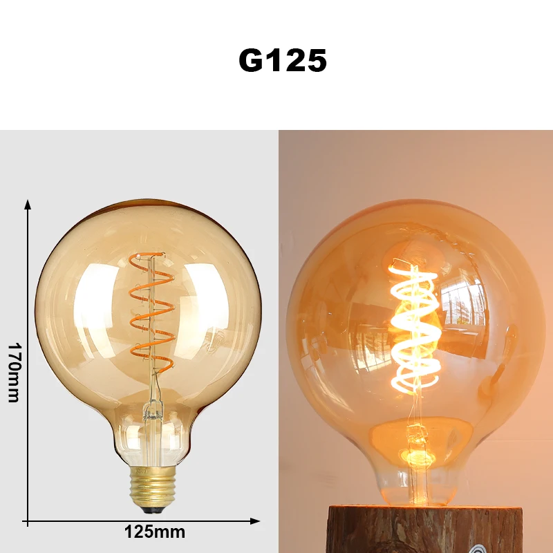 E27 LED Gloeilamp 220 V 4 W A60 ST64 T45 T185 G80 G95 G125 Retro Vintage ampullen LED Edison Lamp Spiraal Lamp Voor Thuis