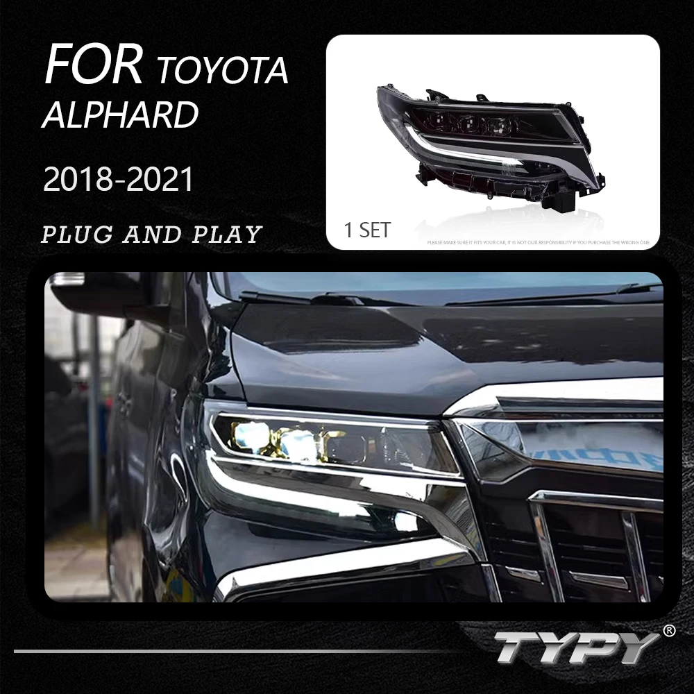 TYPY New LED Headlight Upgrade Modified Full Head Lamp For Toyota Alphard 3 led 2018-2021 Turn Signals Daytime Running Lights