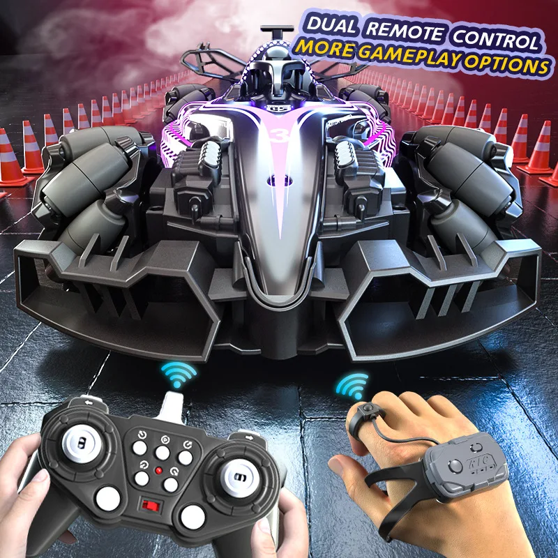Q186 Single Control Hand Gesture Double Control Cool Light Spray Rc Racing Toy Remote Control Stunt Car Toys for Boys Gifts