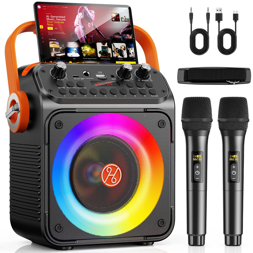 High Power Portable Karaoke Bluetooth Speaker with Lights