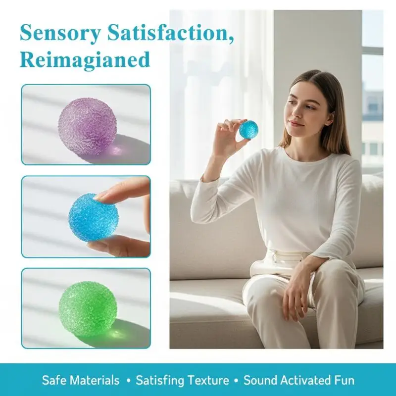 Sensory Stress Reliever Slushie Squeeze Ball Crunchy Sound Fidget Toy Reusable Moldable Stress Ball For All Ages