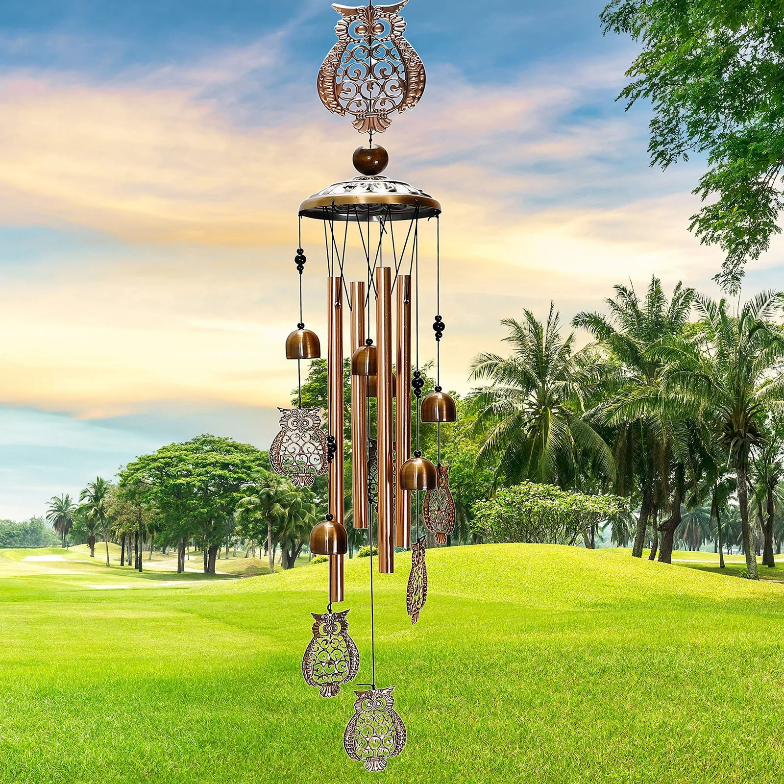 Metal Bird Wind Chimes, Creative Owl Bird Wind Bell Aluminum Tube Wind Chimes, Indoor & Outdoor Wind Chimes Garden Hanging Decor