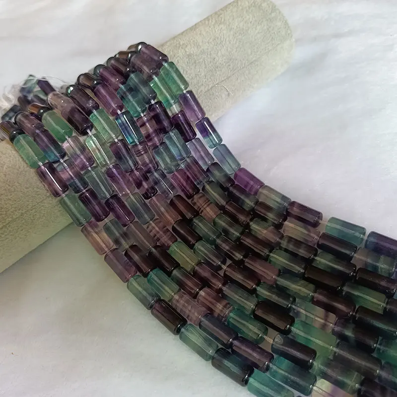 

Natural Fluorite Stone Beads 15" Carved TubeColumn DlY Loose Beads For Jewelry MakingWomen Beads Bracelet Necklace Earring