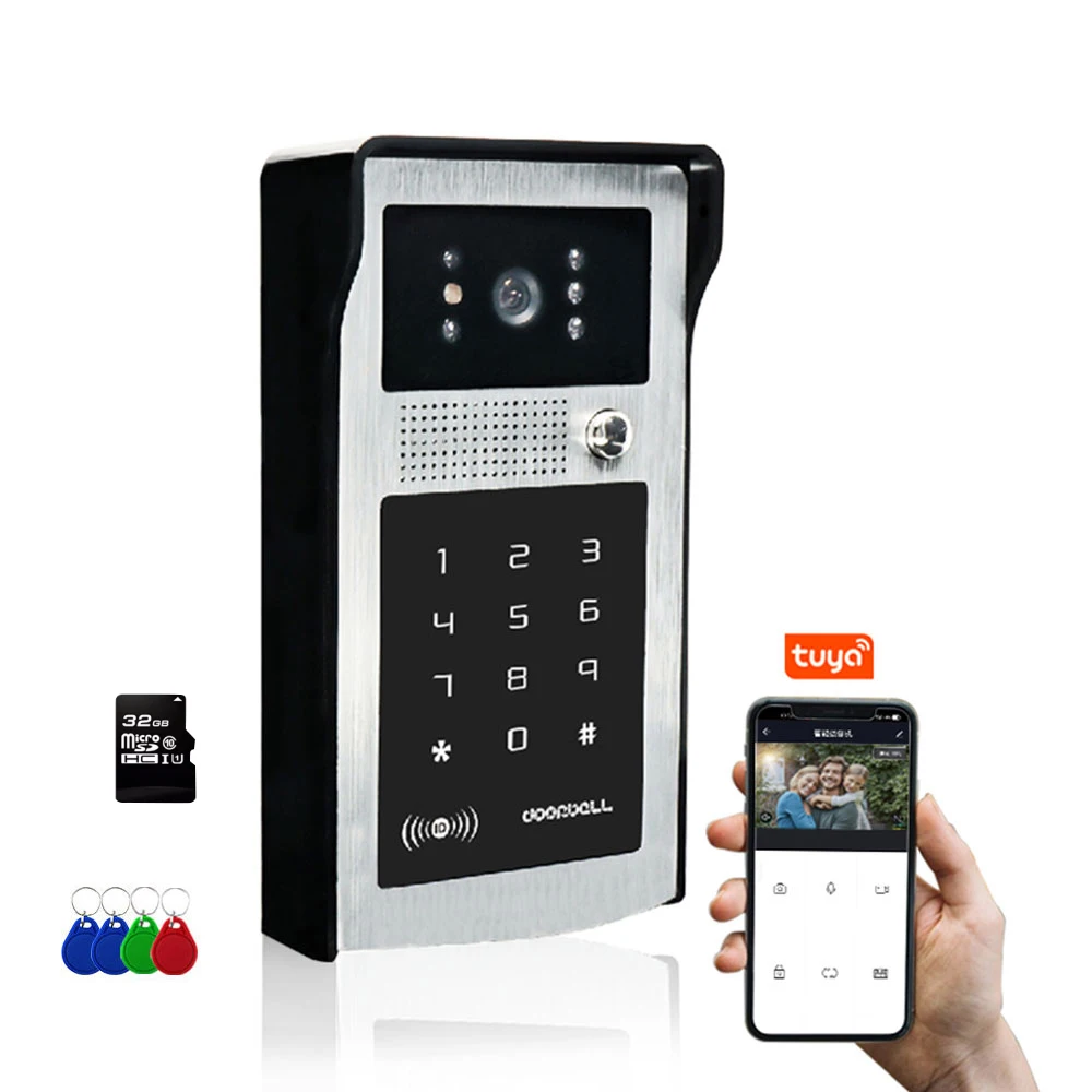 

Tuya APP Smart Video Door Phone Intercom System Waterproof Wifi HD 1080P Doorbell Wireless Code Keypad RFID Cards Remot Unlock