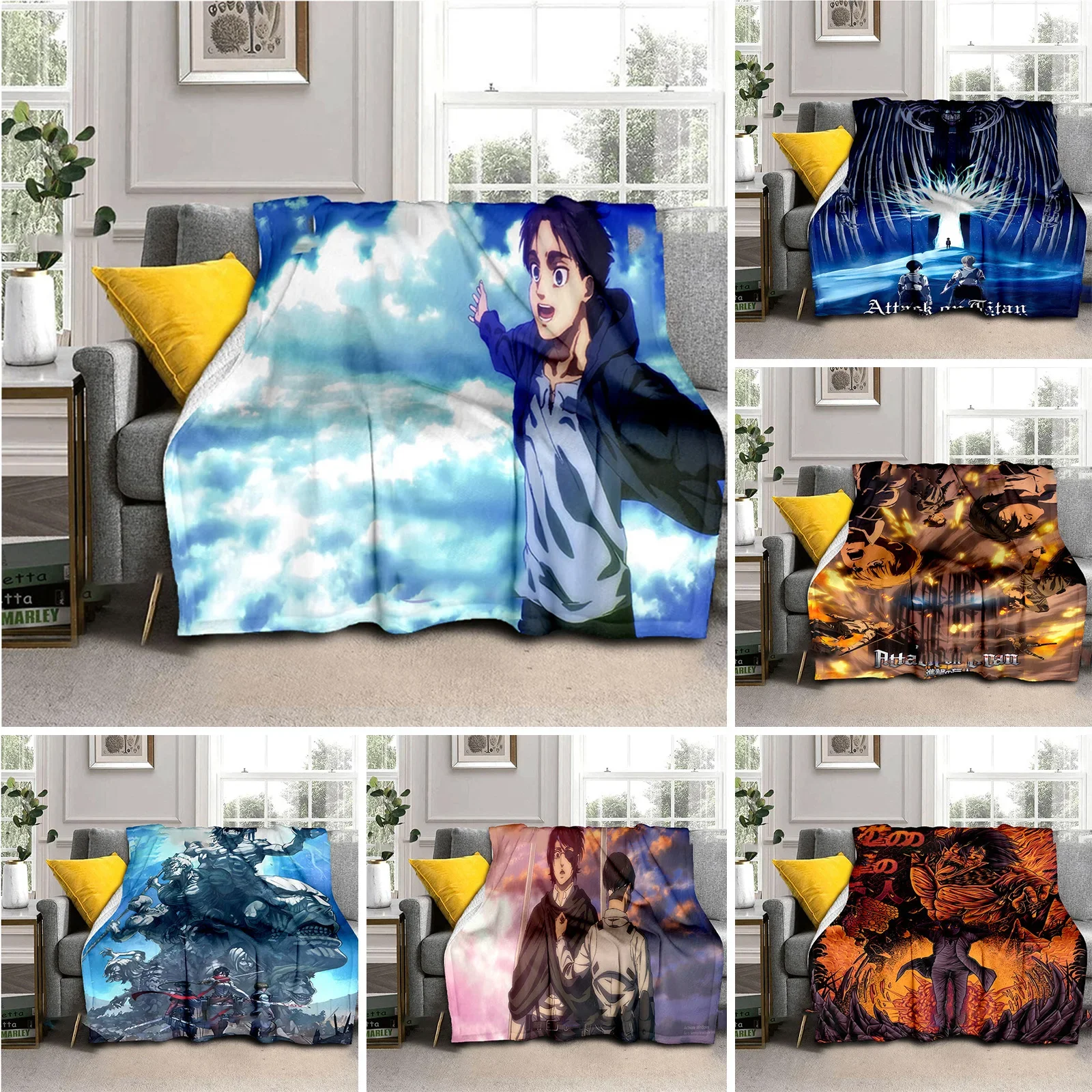 

Shingeki No Kyojin Anime Attack on Titan 3D Plush Blanket Throw Blanket Bedspread Flannel Blanket Couch Quilt Cover Travel