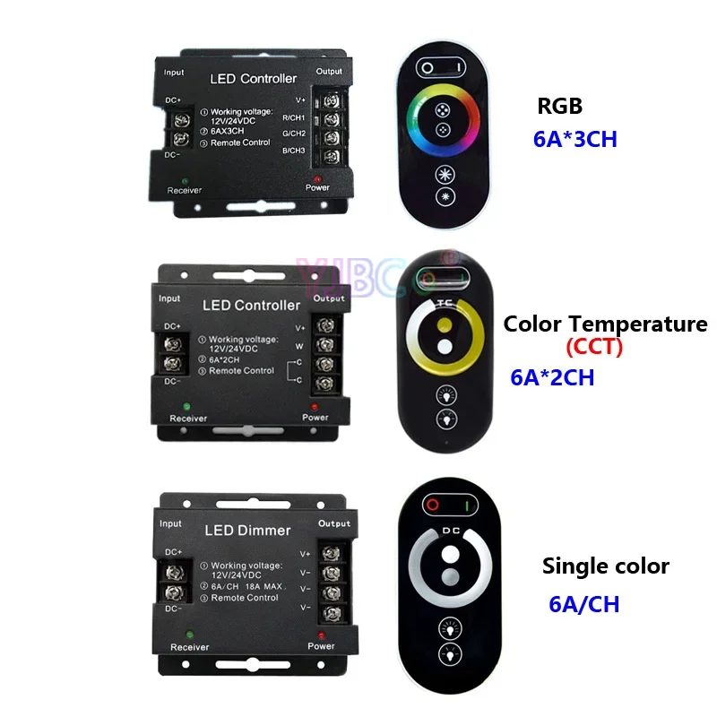 DC12V/24V Controller per strisce LED monocolore/CCT/RGB Dimmer remoto RFTouch Regola la luminosità per nastro luminoso RGB 3528 5050 COB CCT