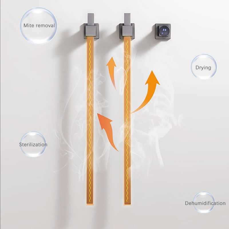 Oxg inteligente elétrico aquecido toalheiro aquecido toalheiro do banheiro cronometrado controle de temperatura instalação escondida 2 ou 3 barras